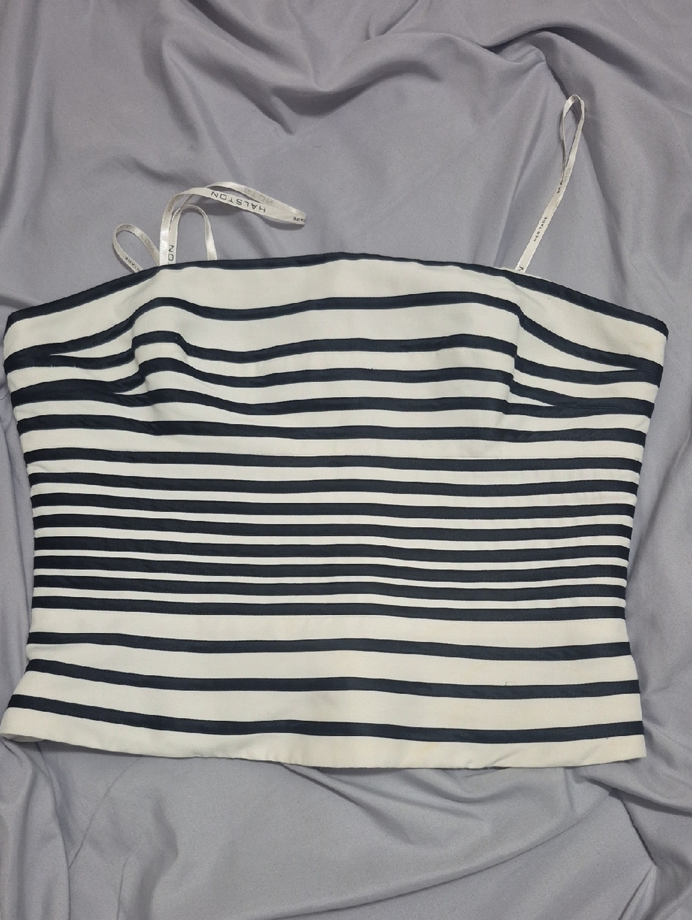 Halston Heritage Black & White Striped Strapless Camisole Size 6